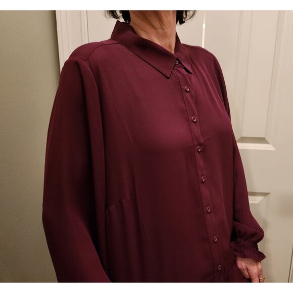 Lane Bryant Wine Semi Sheer Blouse HiLo Swing Work Party- Plus Size 18-20 NWOT - Picture 3 of 11